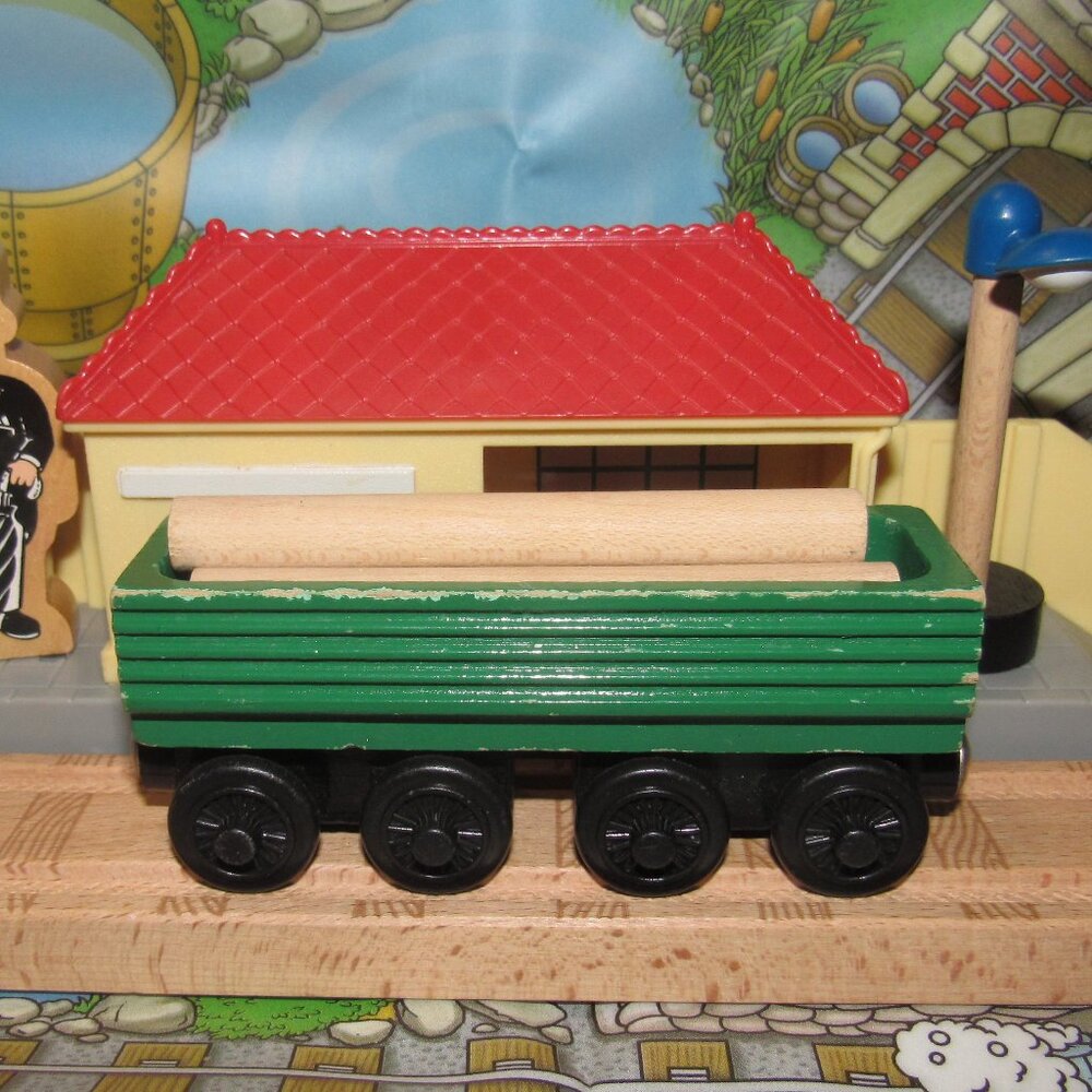Thomas Wooden Railway Train Engine Track Henry's Log Car 3 Logs